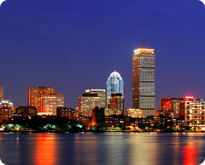 Vista noturna de Boston, cidade do UNBOUND 2026